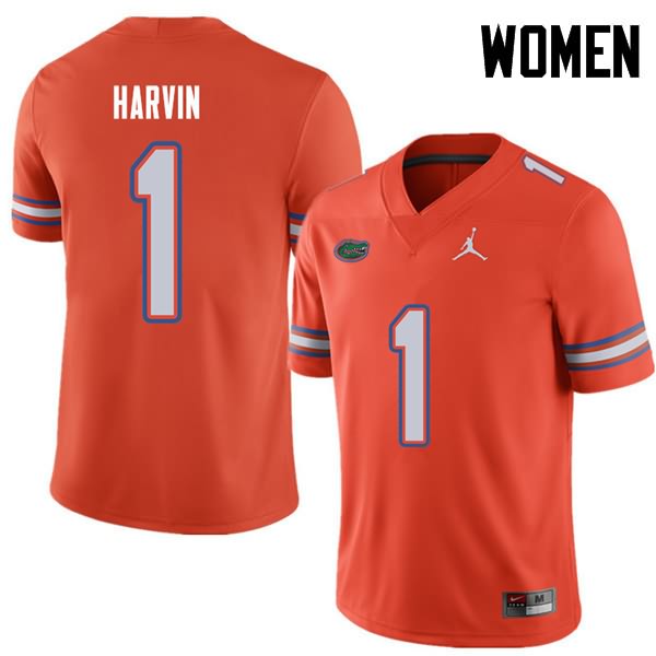NCAA Florida Gators Percy Harvin Women's #1 Jordan Brand Orange Stitched Authentic College Football Jersey RWH2164YV